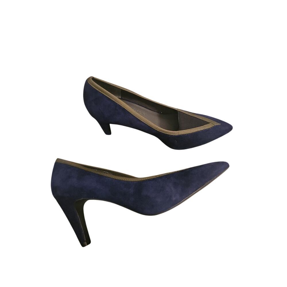 Lori Goldstein Yardley blue suede heels pumps 8.5 new SH214